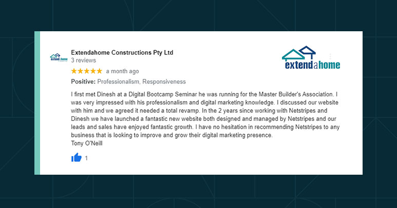 Image showing the Google Review from Extend A Home