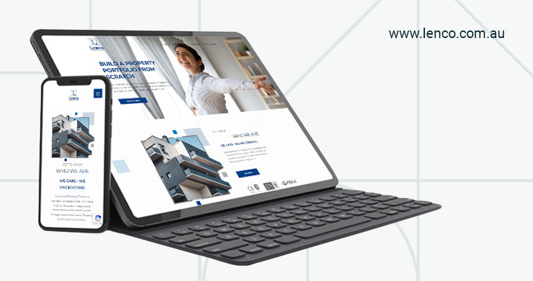 A tablet and a phone showing the Lenco Website