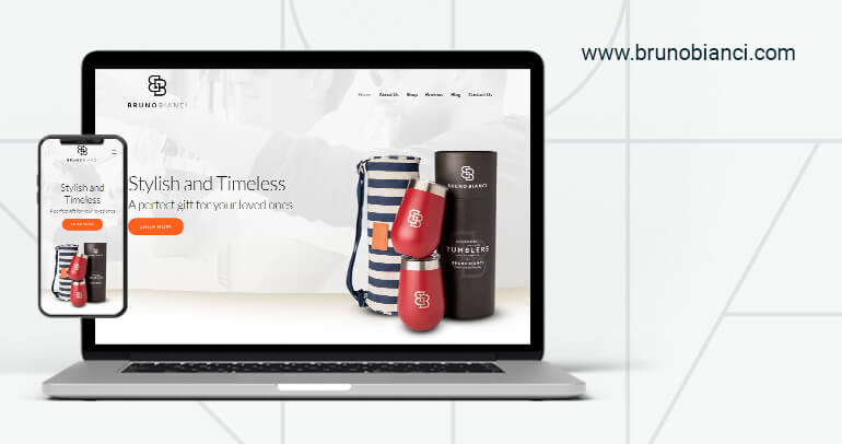 A laptop and a phone showing the Bruno Bianci Website