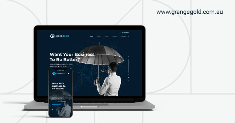 A laptop and a phone showing the Grange Gold Website