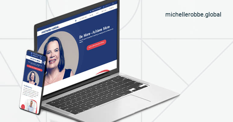 A laptop and a phone showing the Michelle Robbe Website