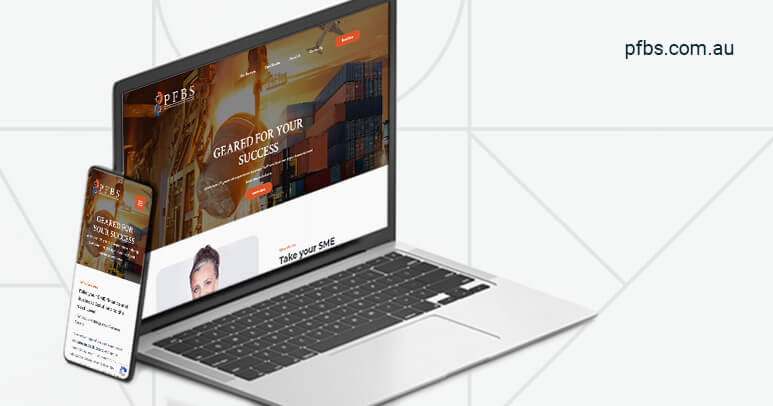A laptop and a phone showing the PFBS website