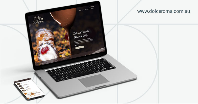 Image of a phone and a laptop showing the Dolceroma Website