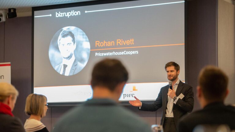 Guest Speaker Rohan Rivett Partner at PwC Australia, at Bizruption 2018. Guest Speaker Rohan Rivett Partner at PwC Australia at Bizruption 2018.