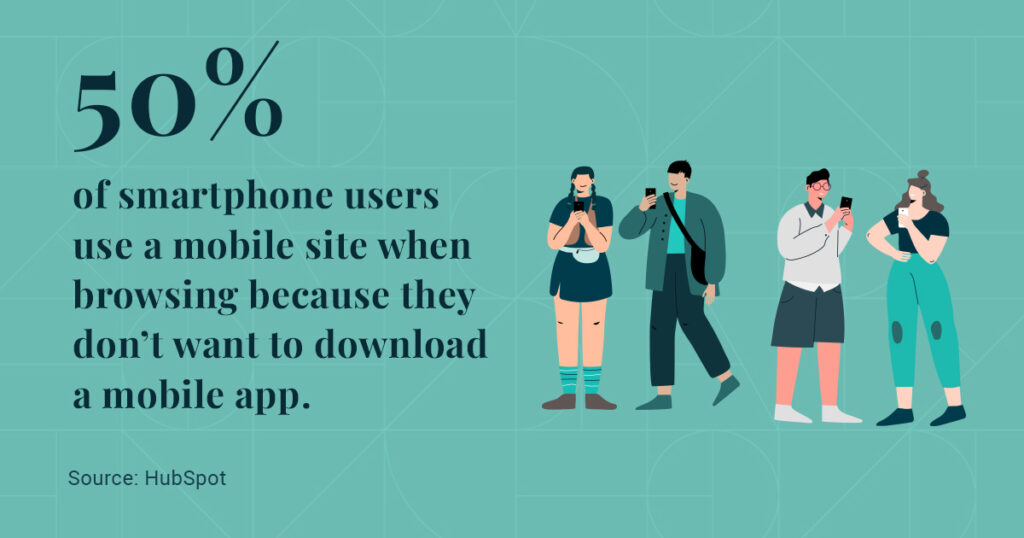 50 of smartphone users use a mobile site when browsing